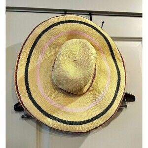 Biltmore Wide Brim Striped Hat Beige Pink Green Red Women Adults S/M. 0043